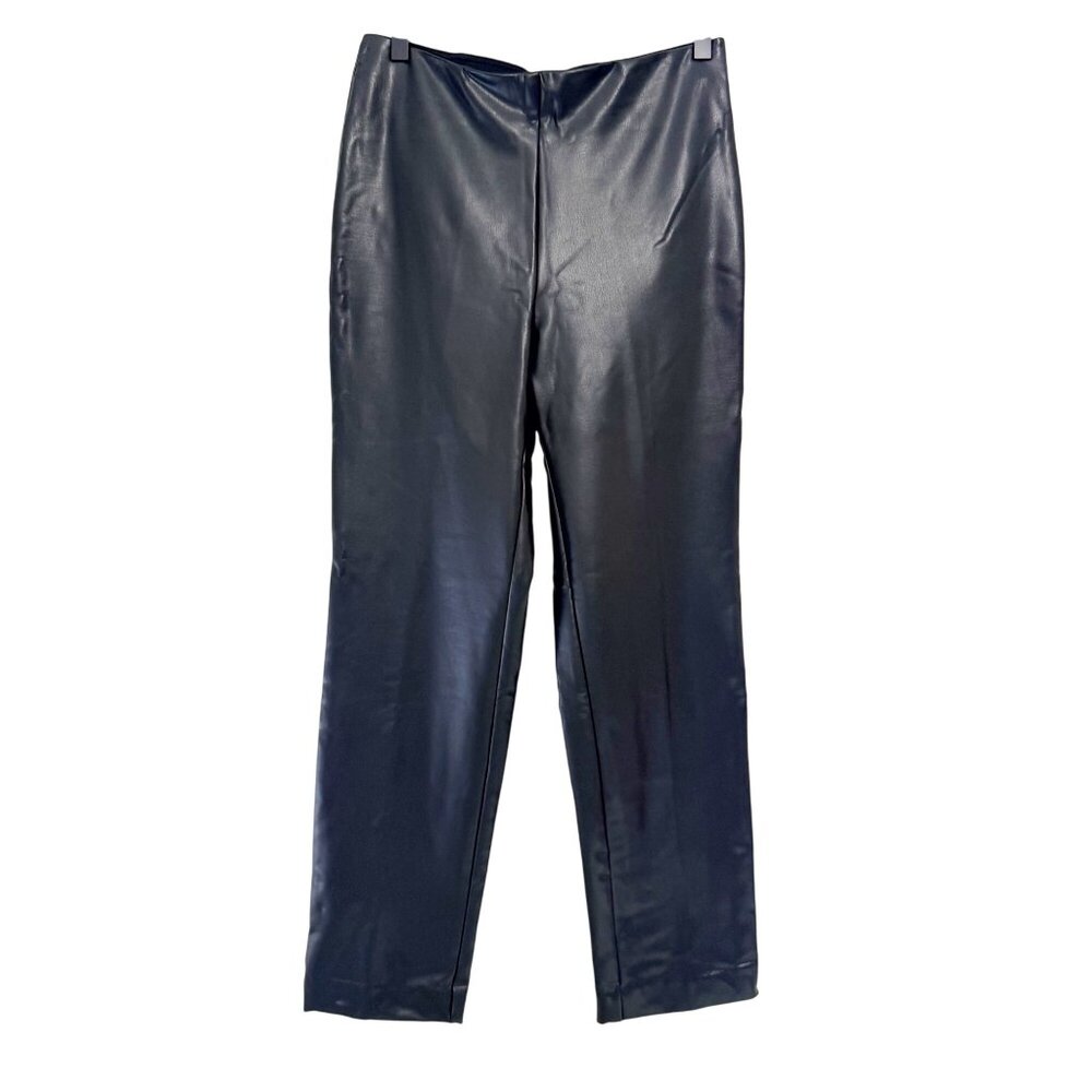 NEW The Limited Pull-On Straight Ankle Pants S Mid-Rise Faux Leather Black